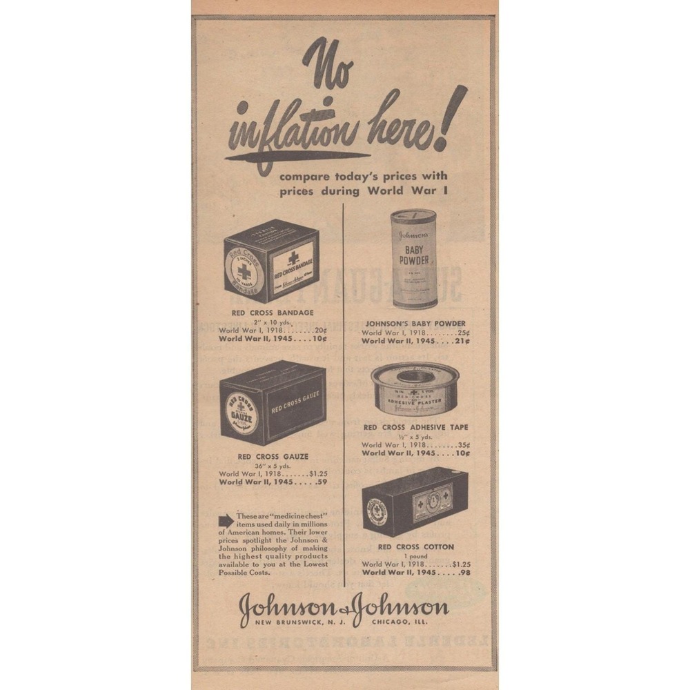 1945 Johnson Johnson Vintage Print Ad Red Cross Bandage Medical World War 1 Vs 2